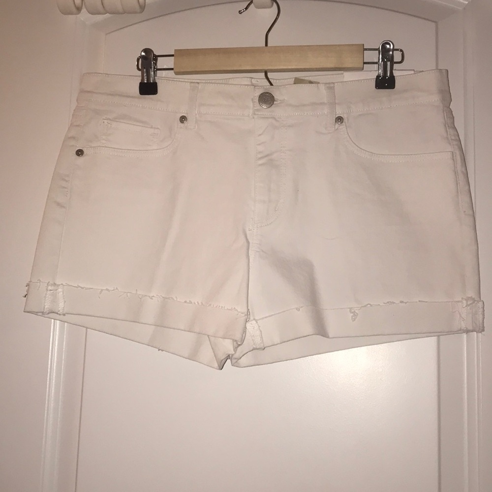 Loft white cuffed denim shorts NWT